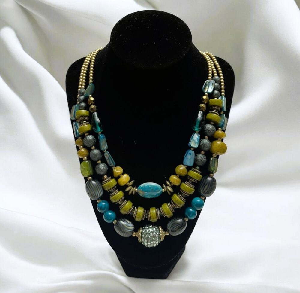 Premier Design Multi-Strand Mixed Bead (Stone, Glass, Crystal, Acrylic) Necklace